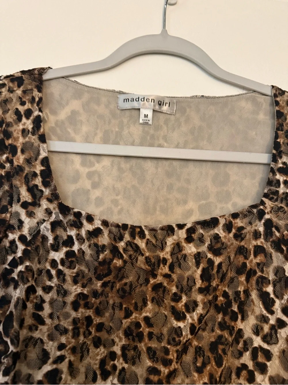 Madden Girl Brown & Tan Leopard Print Long Sleeve Top